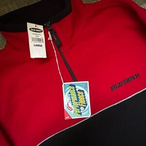 Old Navy Men's Red and Black Performance Fleece Sweater